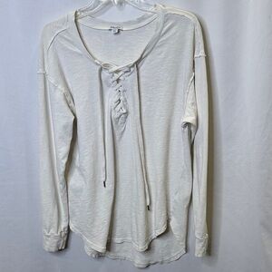 Splendid ivory knit pull on top with cross tie on front.  Size M.  100% cotton.